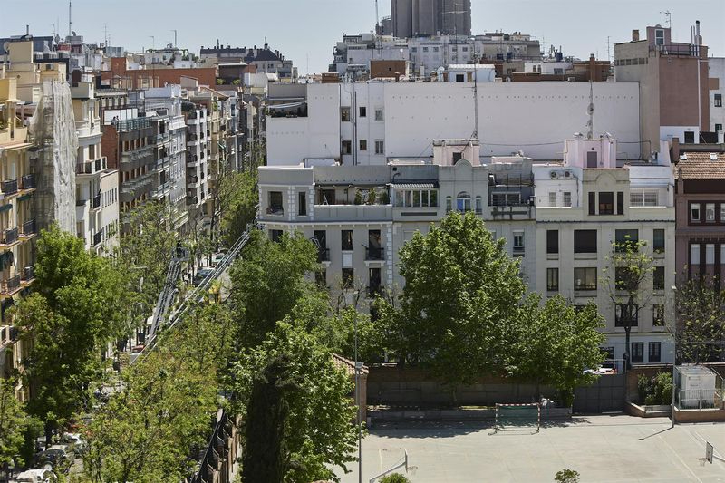 Zona del barrio de Salamanca en Madrid en la que se ha producido la explosión en un edificio. Foto: EP