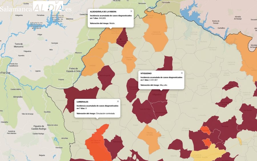 Mapa de ncidencia de riesgo de municipios de más de 1.000 habitantes