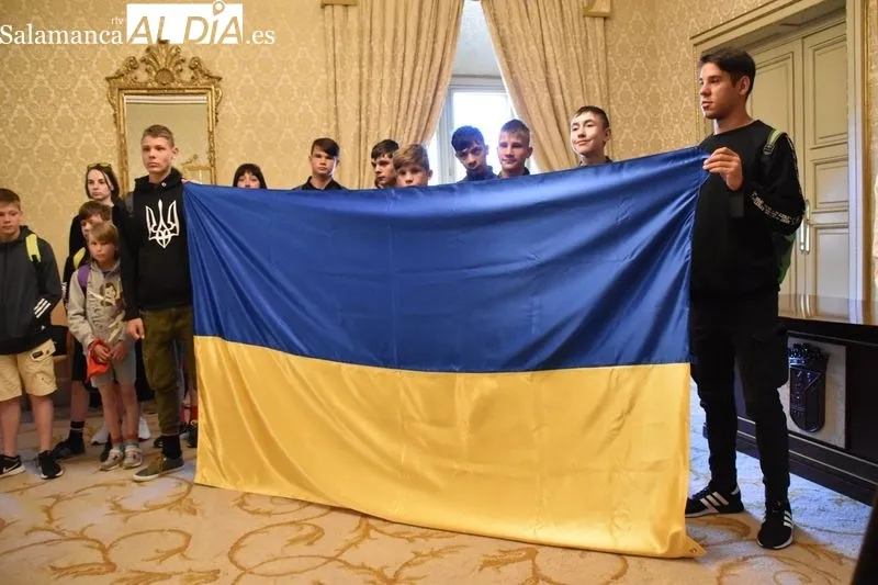  Recepción en el Ayuntamiento de Salamanca de los 87 niños del orfanato de Donetsk acogidos en el colegio La Inmaculada de Armenteros