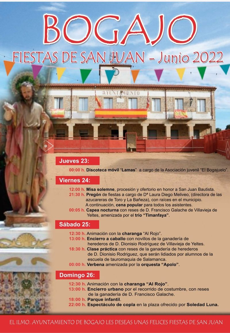 Programa de fiestas de San Juan en Bogajo