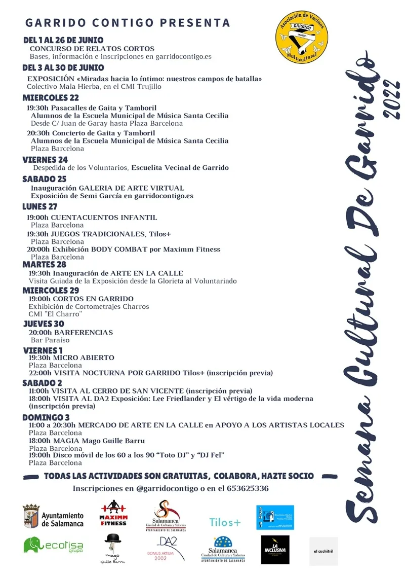 Programa de actividades de la semana cultural en Garrido