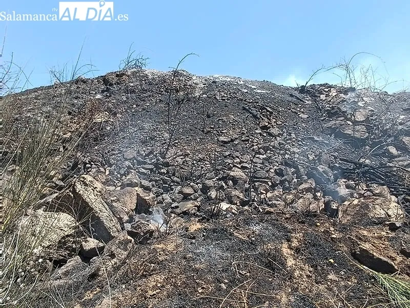 Foto 9 - Susto en la piscina de La Cerrallana, en B&eacute;jar, por un fuego que ha obligado a su desalojo temporal 