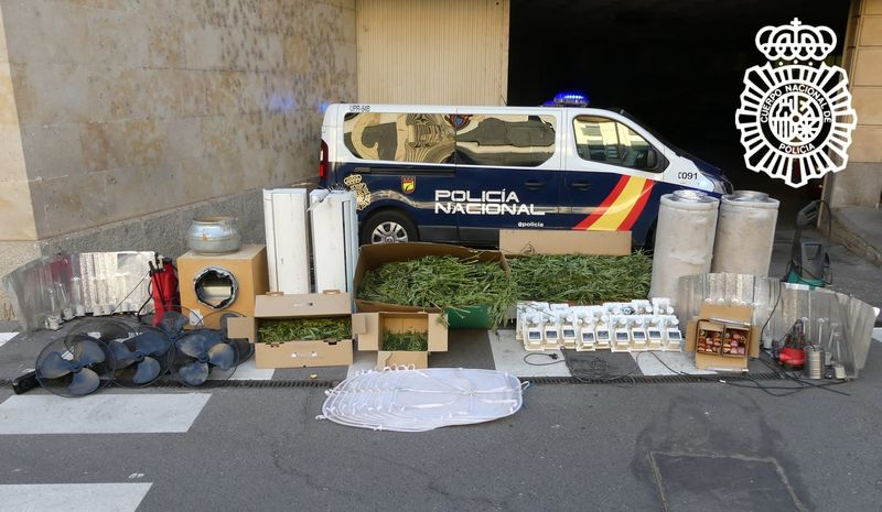 Droga y material intervenido por la Policía Nacional en esta operación en Ciudad Rodrigo