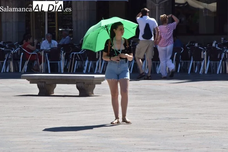 Salmantinos y turistas se refugian del calor este sábado