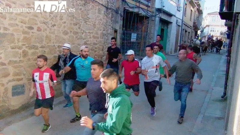 Encierro de Domingo López Chaves en Aldeadávila, primero de las fiestas / CORRAL 