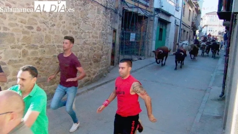 Encierro de Domingo López Chaves en Aldeadávila, primero de las fiestas / CORRAL 
