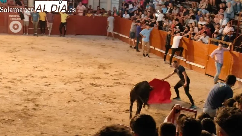 Momentos de la capea nocturna celebrada la pasada noche en Villavieja de Yeltes / ANA MATEOS
