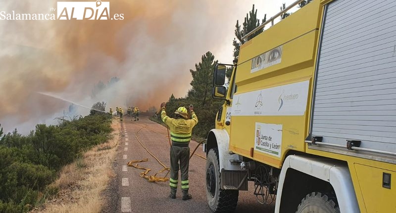 Imagen de archivo del incendio en la zona de Monsagro (Salamanca) en julio de este año
