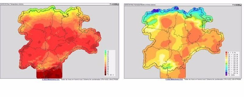 Mapa elaborado por la Junta de Castilla y León sobre la jornada de calor del miércoles