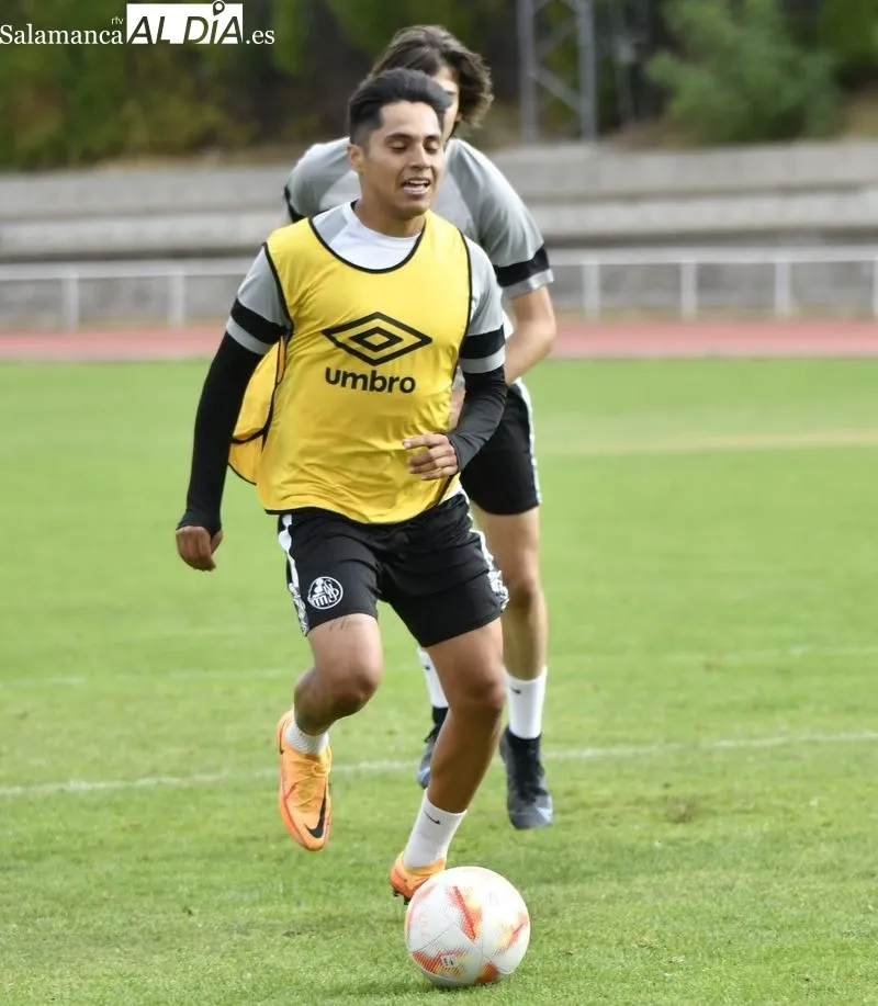 Entrenamiento del Salamanca UDS, este lunes, en las Pistas, tras el triunfo en Palencia del domingo