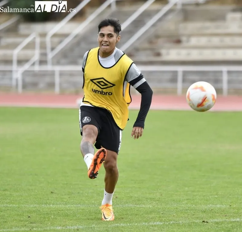 Entrenamiento del Salamanca UDS, este lunes, en las Pistas, tras el triunfo en Palencia del domingo