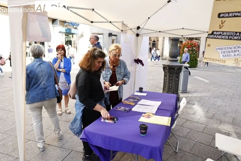 Podemos Salamanca ha informado hoy sobre sus logros en el Gobierno de coalición. Fotos: David Sañudo