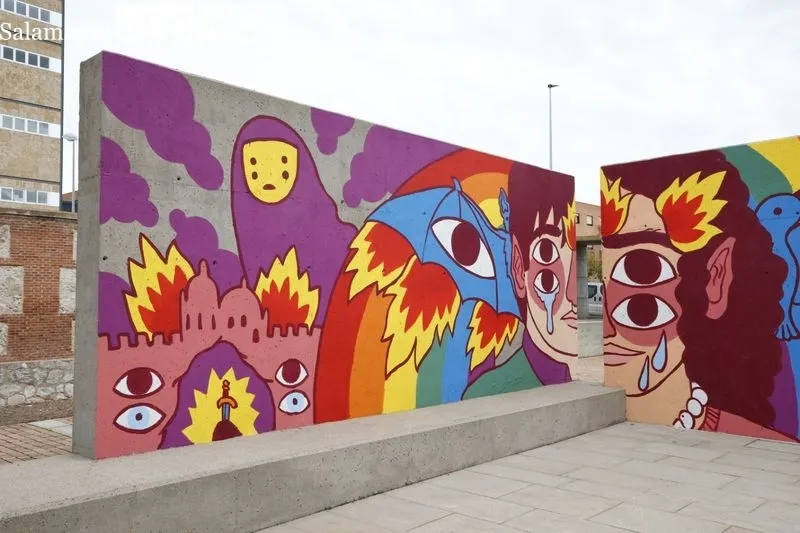 Imágenes del encuentro con el artista Ricardo Cavolo y el mural que ha pintado este fin de semana en el DA