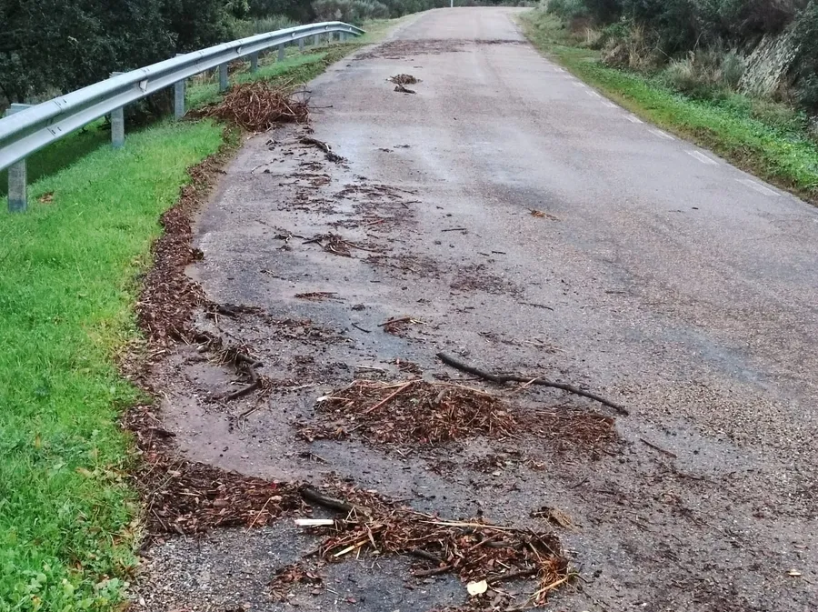 Foto 2 - La intensa lluvia causa problemas en la carretera del Pantano