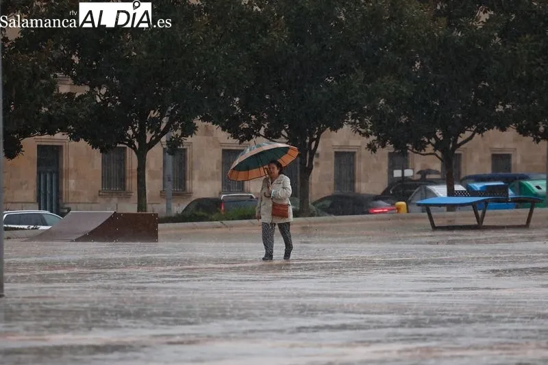 Intensas lluvias durante este miércoles en Salamanca. Fotos: David Sañudo