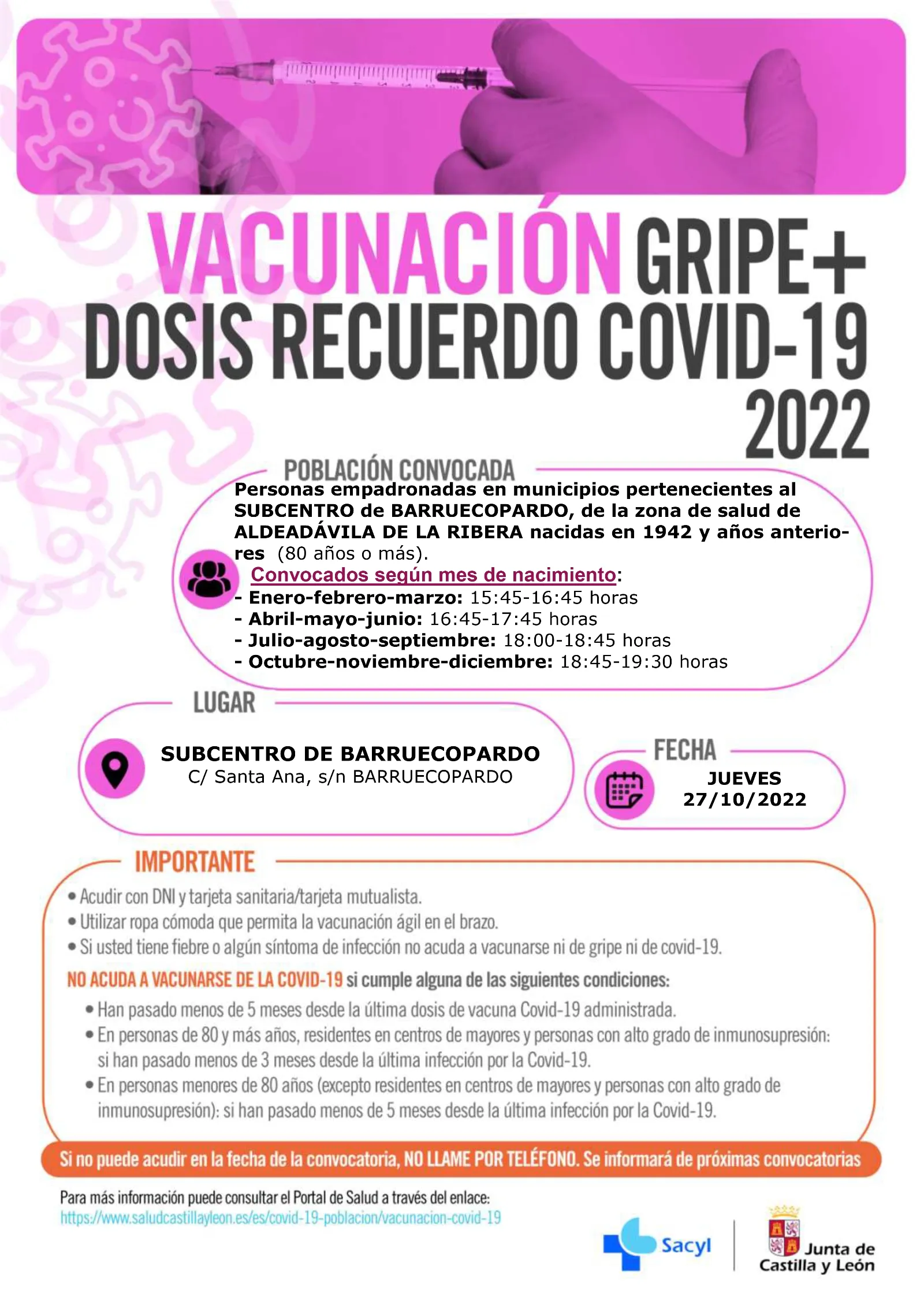 Foto 2 - El Subcentro de Guardias de Barruecopardo acoger&aacute; la vacunaci&oacute;n covid en cuarta dosis para mayores de 80 