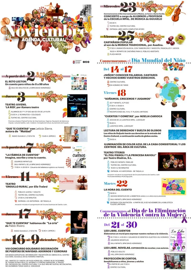 Presentación de la agenda cultural de Guijuelo para el mes de noviembre. 
