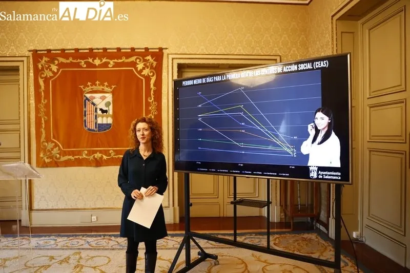 La concejala de Familia e Igualdad de Oportunidades, Ana Suárez, informa sobre el nuevo sistema de triaje social. Foto de David Sañudo
