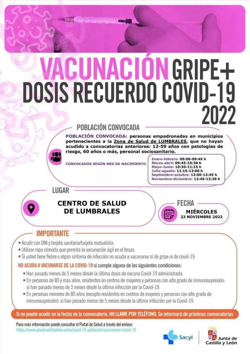 Foto 2 - Jornada de vacunaci&oacute;n de repesca en Lumbrales contra covid+gripe para distintos grupos de poblaci&oacute;n