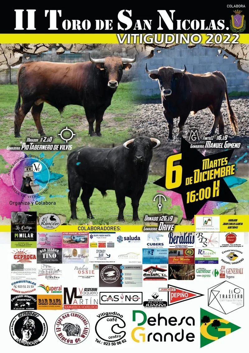 Foto 2 - La Asociaci&oacute;n Taurina de Vitigudino presenta el cartel anunciador del II Toro de San Nicol&aacute;s