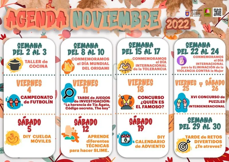 Presentación de la Agenda Joven para este mes de noviembre en Guijuelo. 