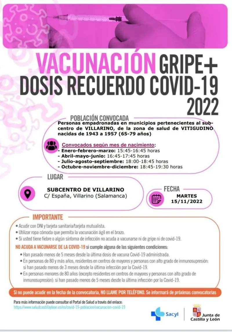 Foto 2 - Jornadas de vacunaci&oacute;n y repesca para mayores de 65 a&ntilde;os residentes en la subzona de salud de Villarino