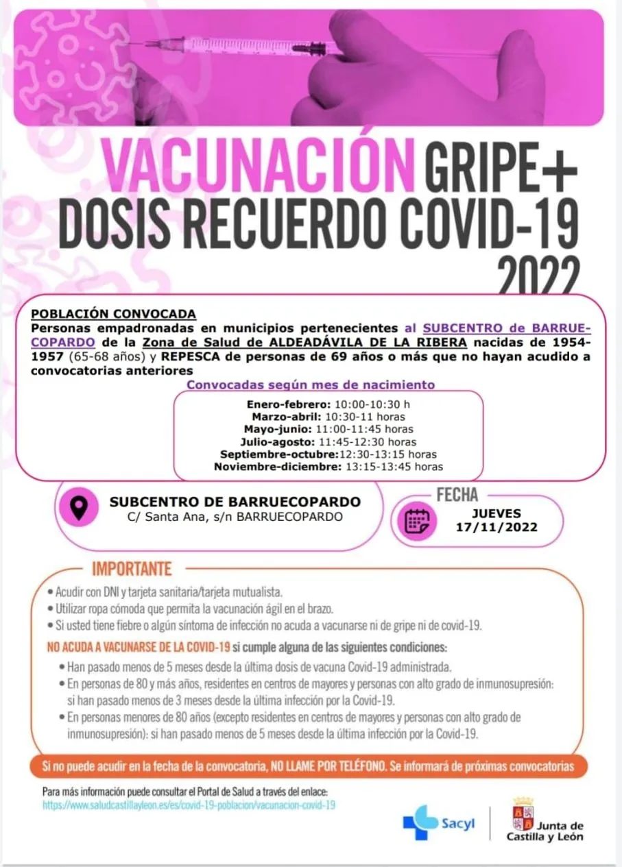 Foto 3 - Jornadas de vacunaci&oacute;n y repesca para mayores de 69 a&ntilde;os residentes en la subzona de salud de Barruecopardo
