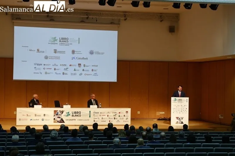 Clausura del III Congreso del Libro Blanco para el Desarrollo de Salamanca celebrado esta mañana en el Palacio de Congresos, con la presencia del presidente de la Junta de Castilla y León, Alfonso Fernández Mañueco
