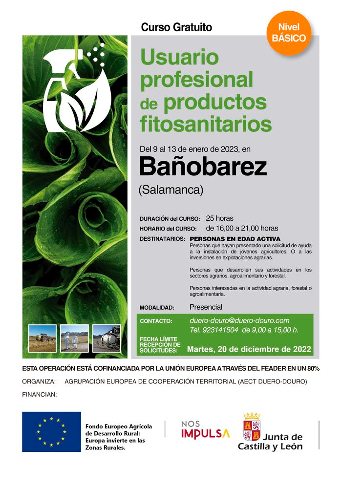 Foto 3 - La AECT Duero-Douro organizará en Bañobárez, Ledesma y Vitigudino cursos gratuitos de formación en productos fitosanitarios 