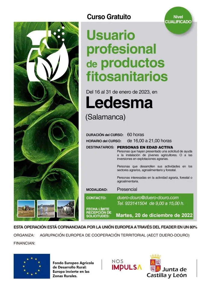 Foto 2 - La AECT Duero-Douro organizar&aacute; en Ba&ntilde;ob&aacute;rez, Ledesma y Vitigudino cursos gratuitos de formaci&oacute;n en productos fitosanitarios 