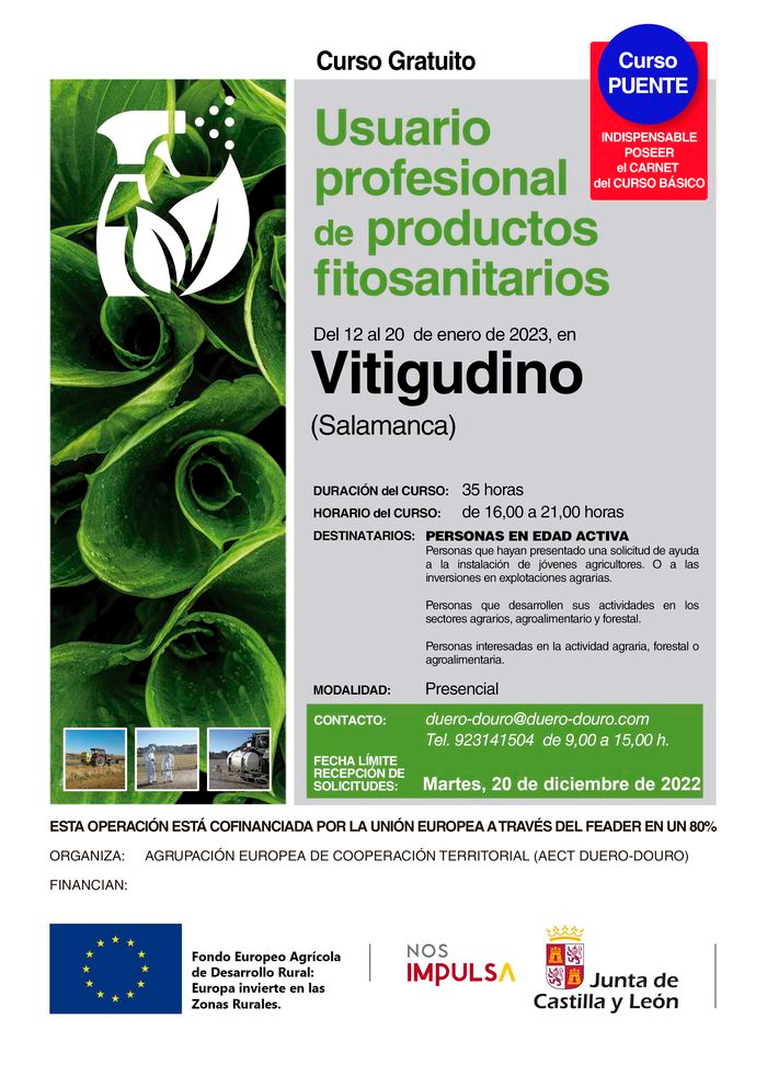 Foto 4 - La AECT Duero-Douro organizará en Bañobárez, Ledesma y Vitigudino cursos gratuitos de formación en productos fitosanitarios 