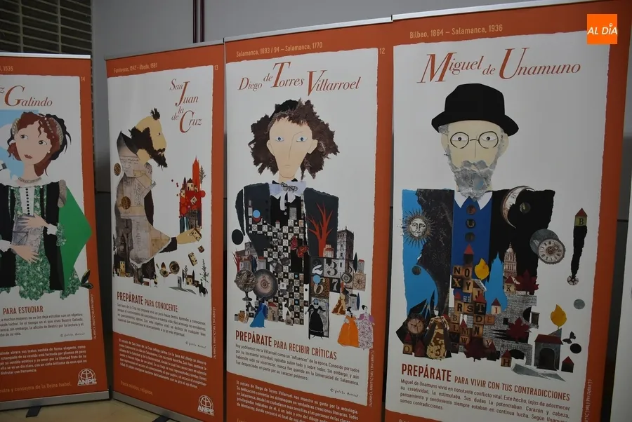 Foto 5 - Ilustres personajes salmantinos dibujados por Violeta Monreal adornan el IES Tierra