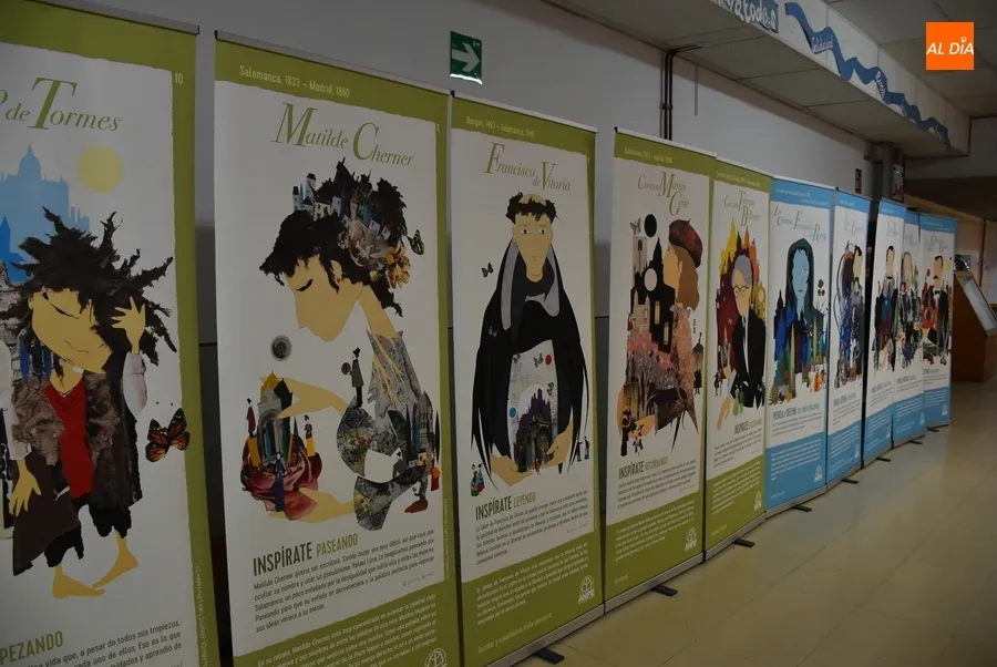 Foto 4 - Ilustres personajes salmantinos dibujados por Violeta Monreal adornan el IES Tierra
