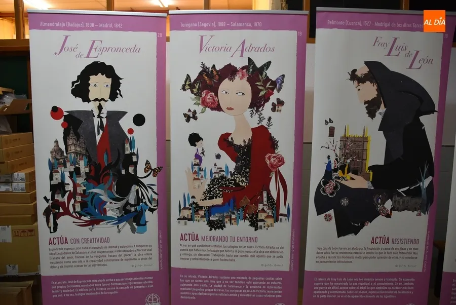 Foto 3 - Ilustres personajes salmantinos dibujados por Violeta Monreal adornan el IES Tierra