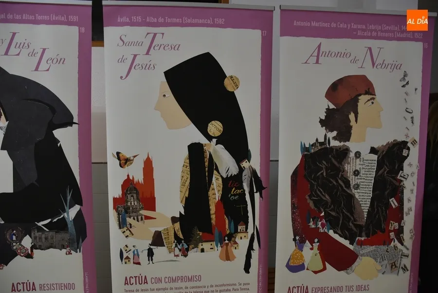 Foto 2 - Ilustres personajes salmantinos dibujados por Violeta Monreal adornan el IES Tierra