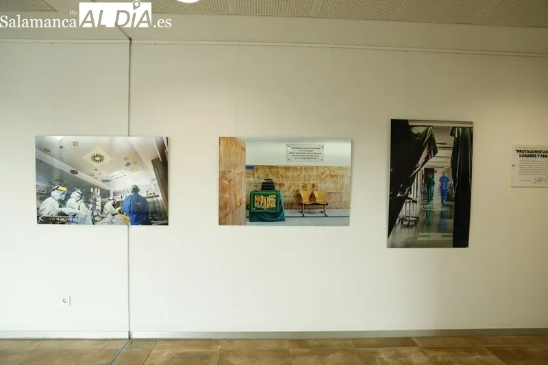 Exposición 'Protagonistas COVID19: Lugares y personas' con fotos de Solete Casado, que se puede visitar en el Hospital de Salamanca. Foto de David Sañudo