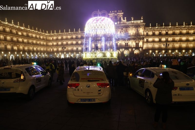 Sonrisas e ilusión de los más mayores al disfrutar de la iluminación navideña gracias a los taxistas solidarios  | David Sañudo