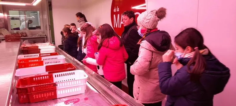 Los alumnos de 3º de Educación Primaria del colegio San Juan Bosco, en las instalaciones de Mercasalamanca