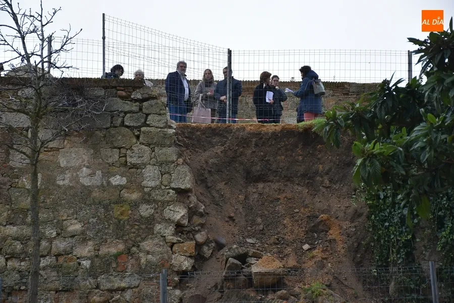Foto 4 - D&iacute;a de visitas, con cruce de declaraciones entre administraciones, al derrumbe de la Muralla