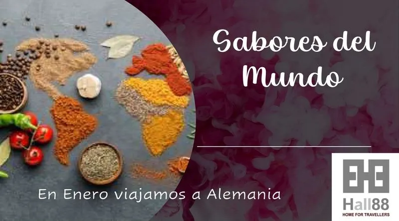 Cartel del programa de menús 'Sabores del Mundo' en el Hall 88