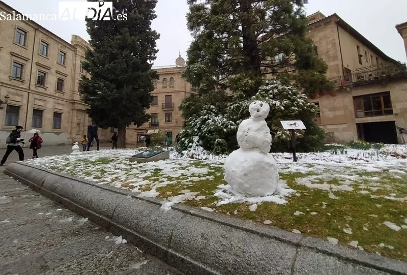 Muñeco de nieve en la plaza de Anaya. Foto de David Sañudo