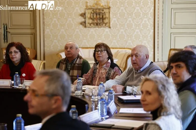 Reunión en el Ayuntamiento de los firmantes del manifiesto en defensa del tren de Salamanca. Foto de David Sañudo