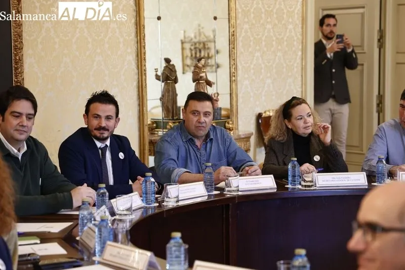 Reunión en el Ayuntamiento de los firmantes del manifiesto en defensa del tren de Salamanca. Foto de David Sañudo