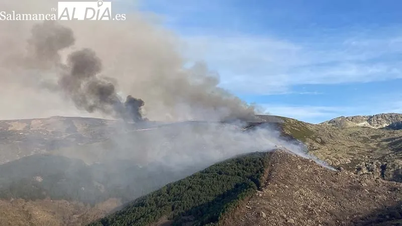 Foto 2 - Incendio de Candelario: Se acerca la noche con el fuego todav&iacute;a activo