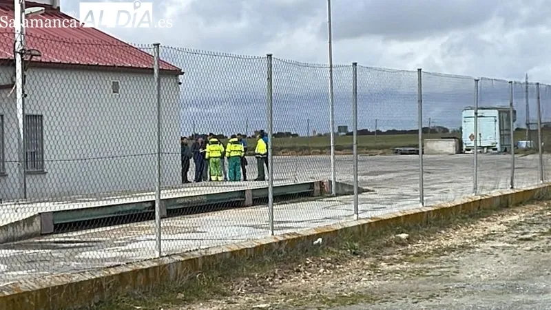 Lugar donde tenía lugar el accidente mortal de un trabajador en Peñaranda. Foto de Rául Blázquez