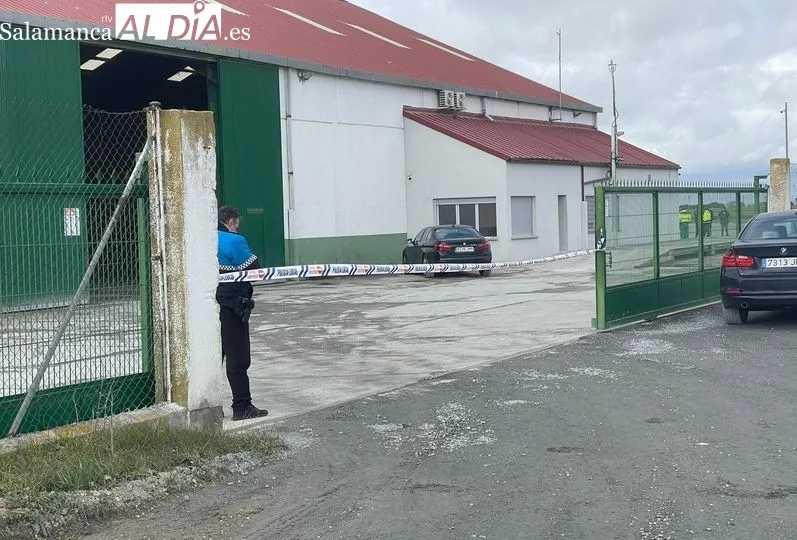 Lugar donde tenía lugar el accidente mortal de un trabajador en Peñaranda. Foto de Rául Blázquez