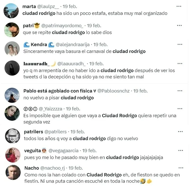Foto 5 - Divisi&oacute;n en redes sociales entre los j&oacute;venes que &lsquo;invadieron&rsquo; Ciudad Rodrigo el S&aacute;bado de Carnaval