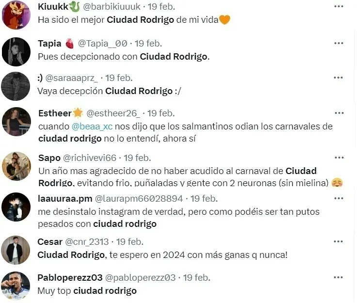 Foto 6 - Divisi&oacute;n en redes sociales entre los j&oacute;venes que &lsquo;invadieron&rsquo; Ciudad Rodrigo el S&aacute;bado de Carnaval