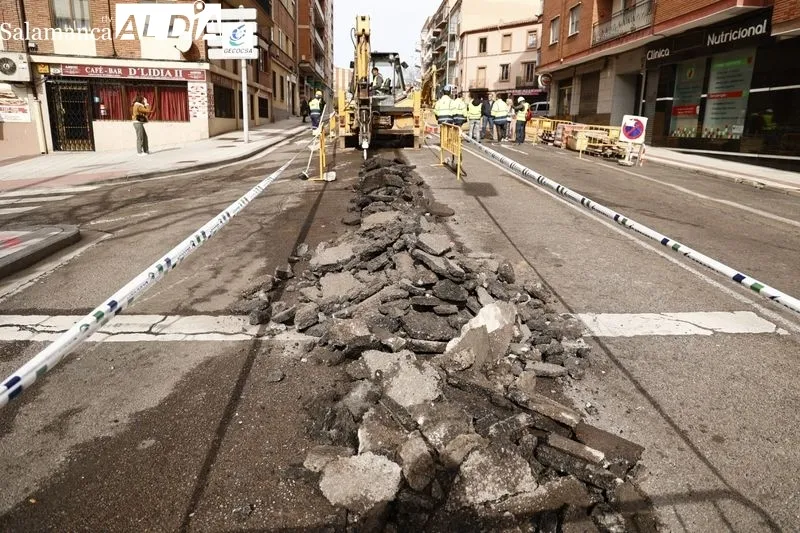Obras de urbanización de la Carretera de Ledesma. Foto de David Sañudo