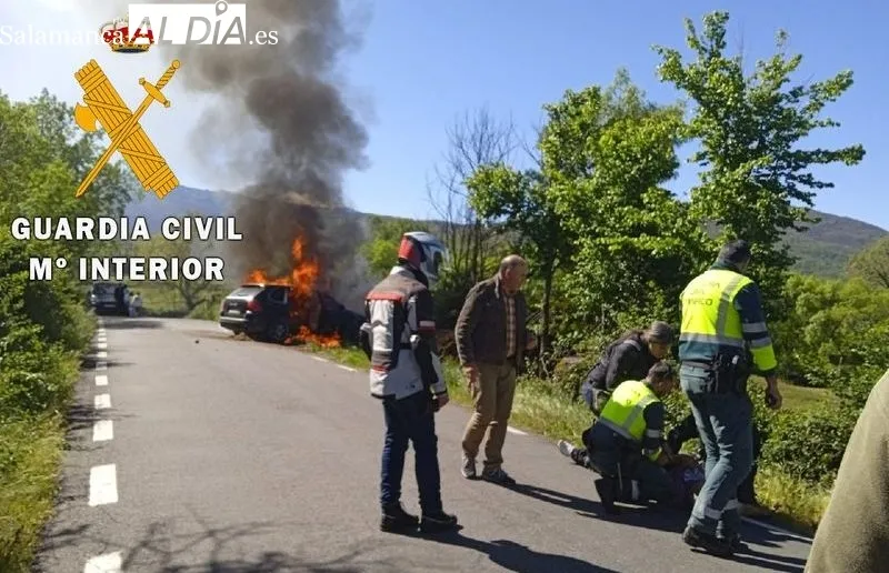 Rescate de la Guardia Civil a un conductor de 66 años en la DSA-250 a su paso por Béjar. Foto Guardia Civil